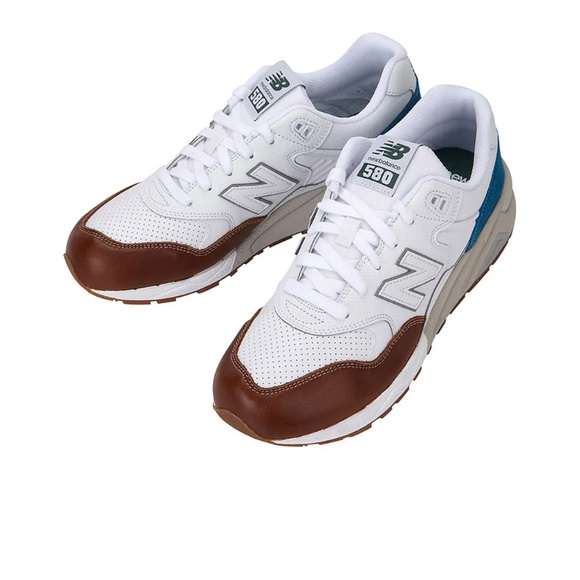 Used Balance 580 Revlite Running Shoes Size 8 White Blue Brown - Picture 3 of 4